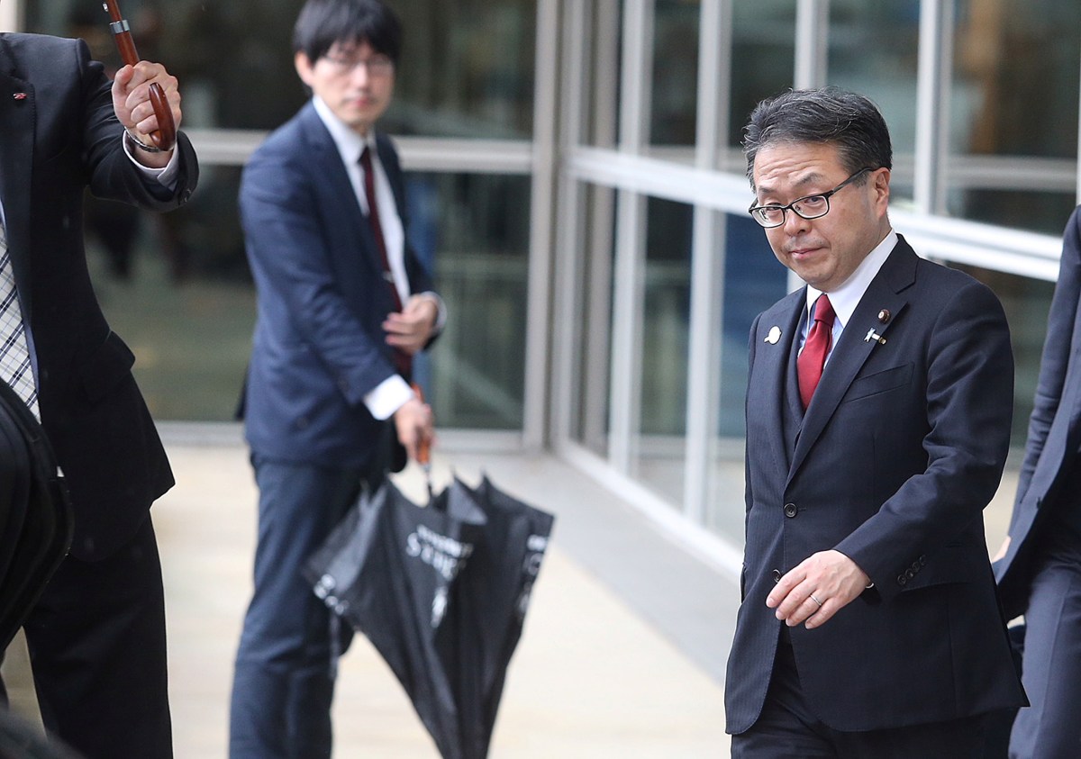 Japan’s Minister of Economy, Trade and Industry Hiroshige Seko leaves