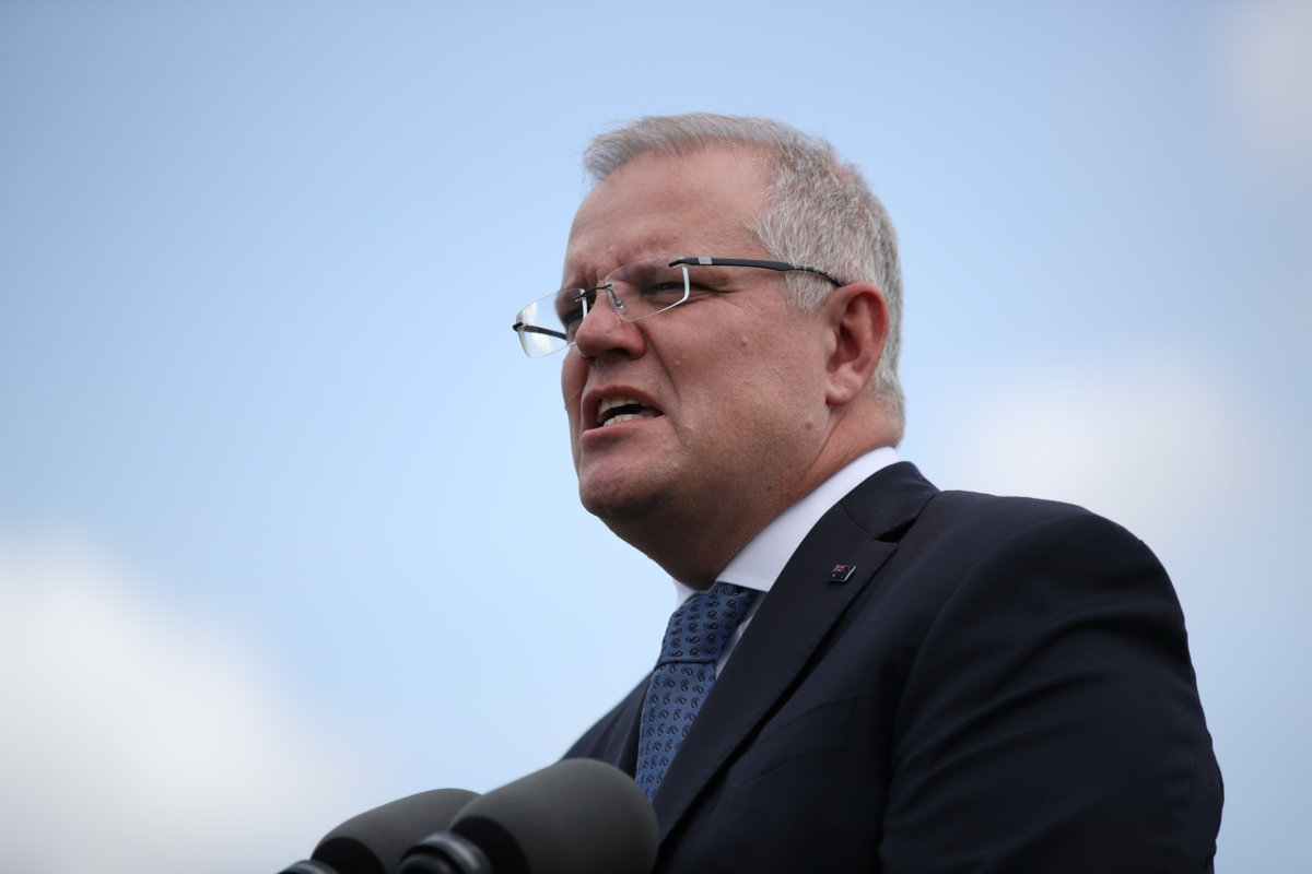 Australian Prime Minister Morrison speaks during a joint press conference