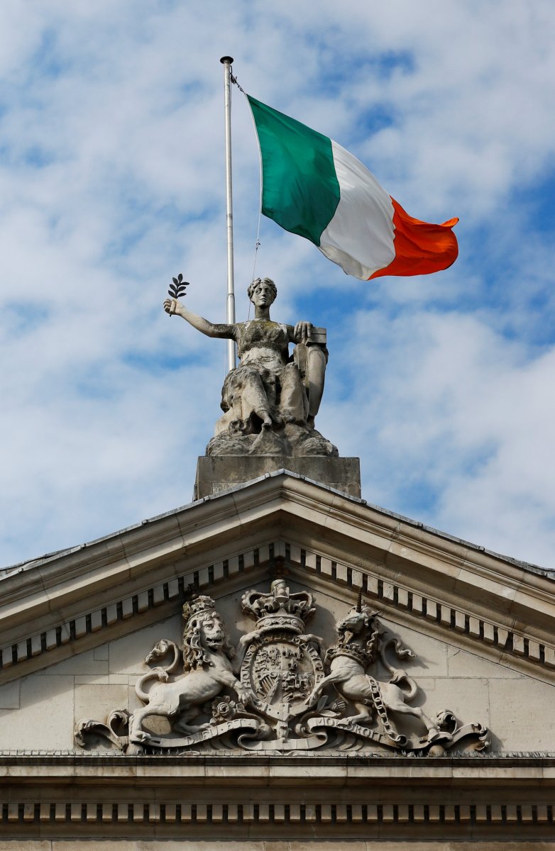 The Irish flag is seen on top of the Bank