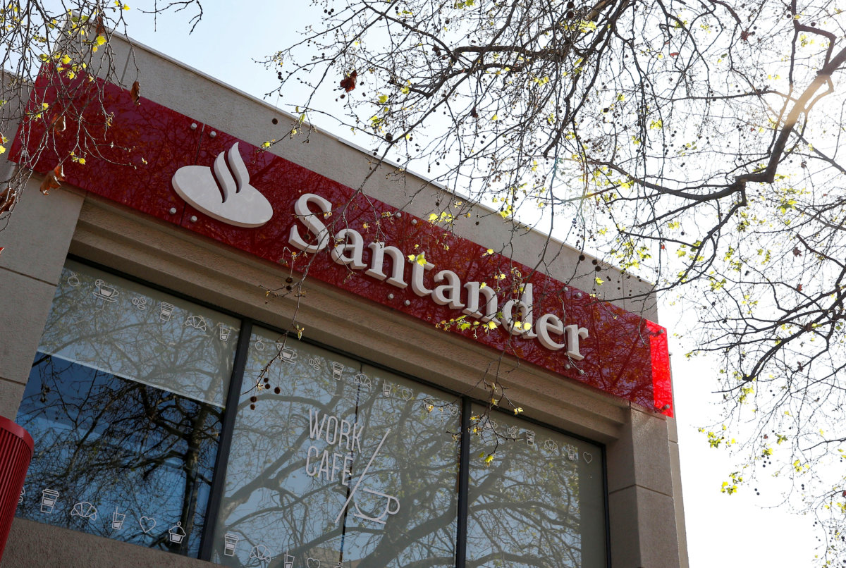 A branch of the Santander bank is seen at Vina