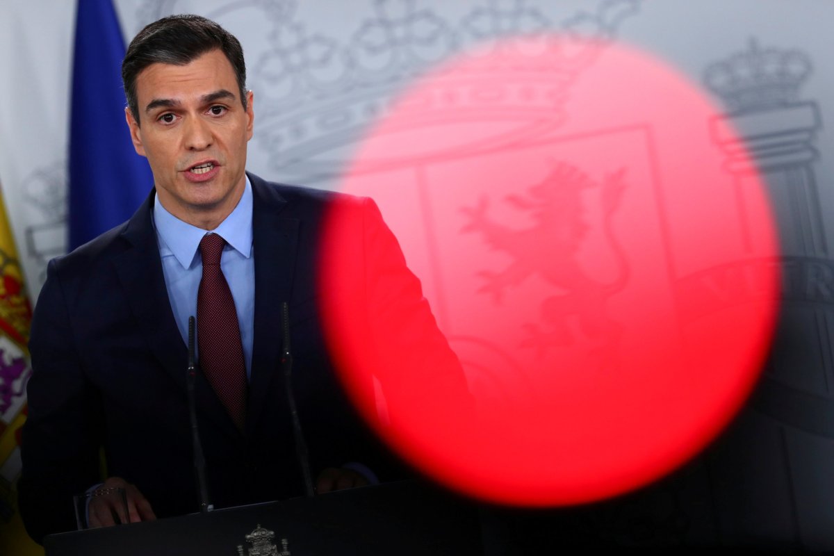 FILE PHOTO: Spanish PM Sanchez speaks during a news conference