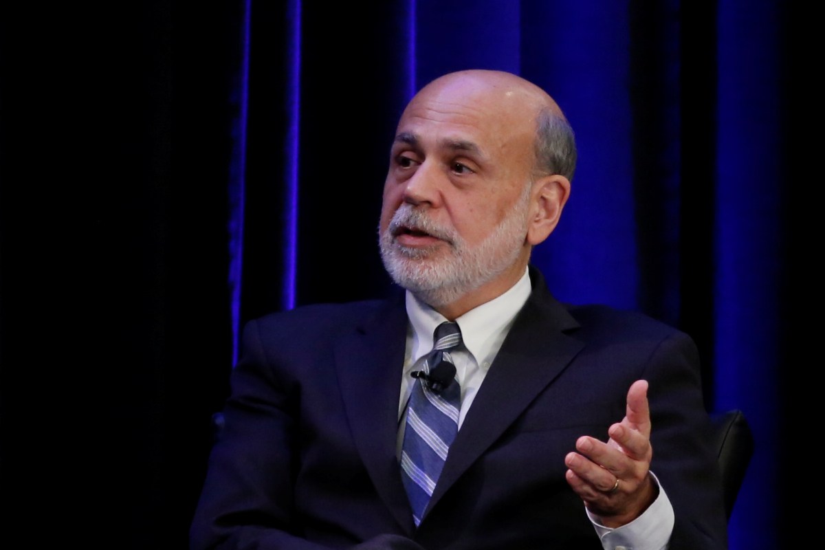 Former Federal Reserve Chairman Ben Bernanke speaks during a panel