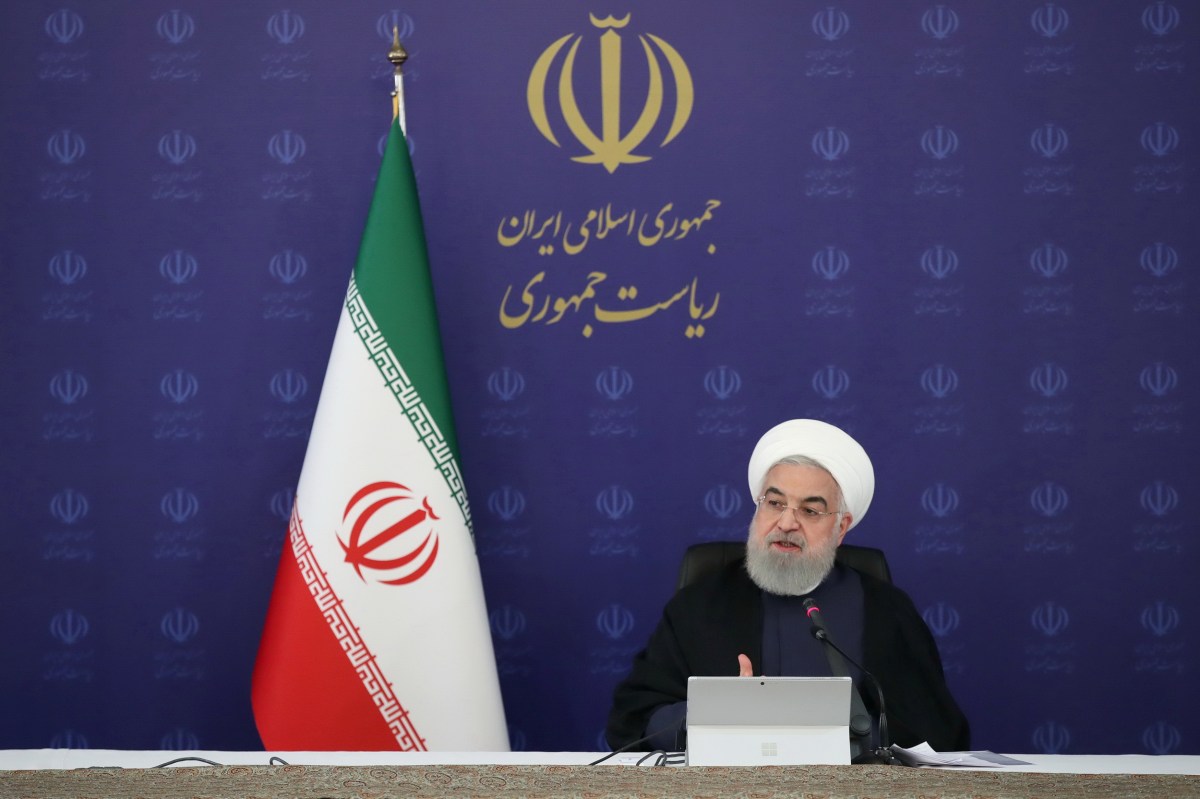 Iranian President Hassan Rouhani speaks during the cabinet meeting, as