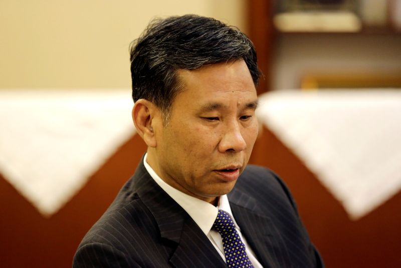 Chinese Finance Minister Liu Kun speaks during an interview with