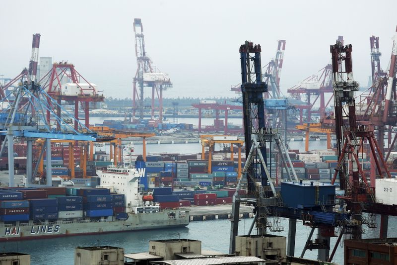 FILE PHOTO:  Shipping containers are seen at Keelung port,