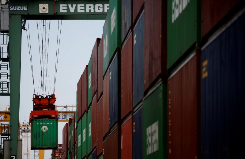 FILE PHOTO: Containers are pictured at an industrial port in
