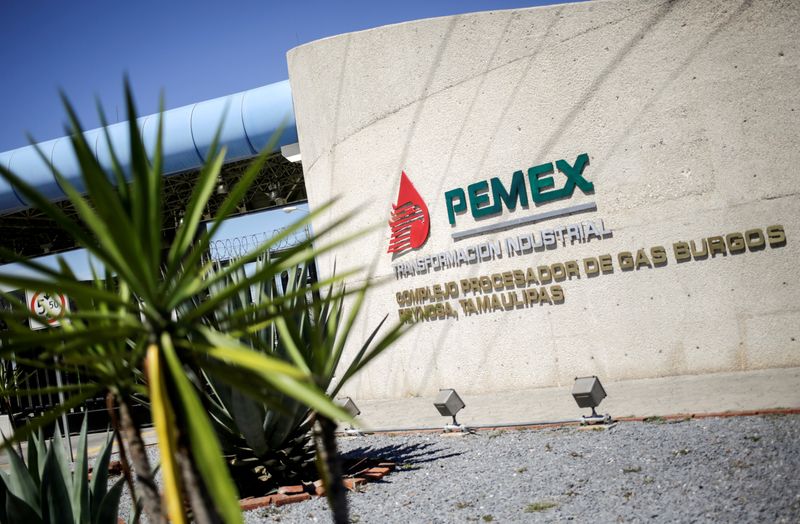 The logo of Mexican oil company Pemex is pictured at