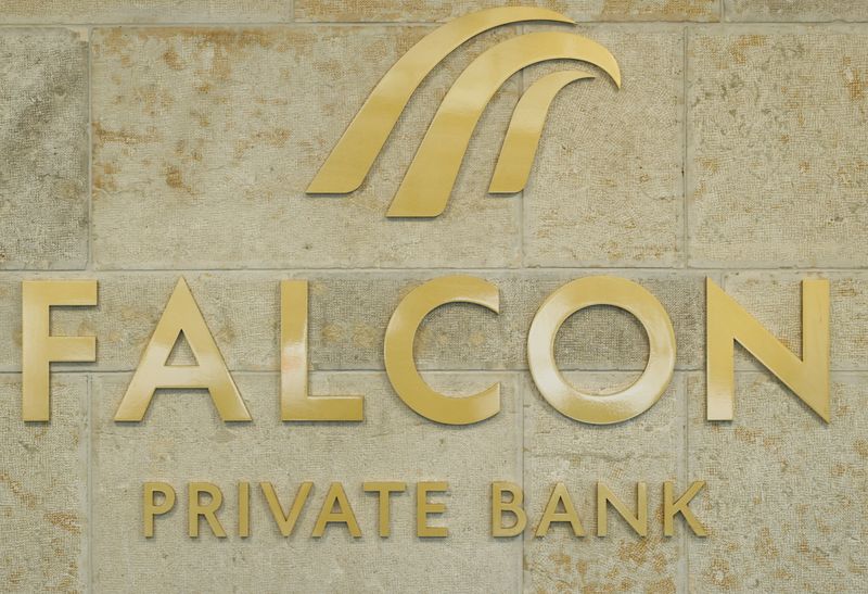 Logo of Swiss Falcon Private Bank is seen in Zurich