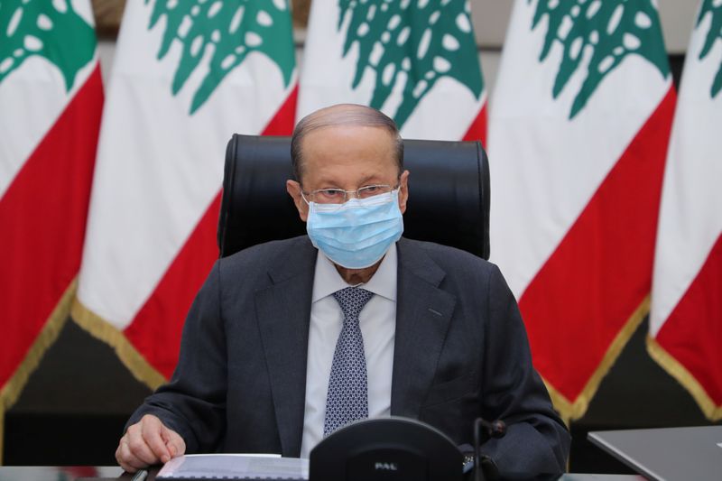 Lebanon’s President Michel Aoun heads a council of ministers meeting