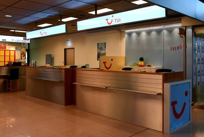 FILE PHOTO: A closed counter of the German travel company