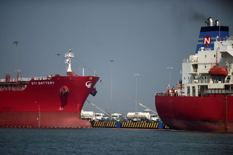 FILE PHOTO: Oil tankers are docked at the port of