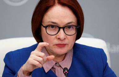 FILE PHOTO: Russian Central Bank Governor Nabiullina attends a news
