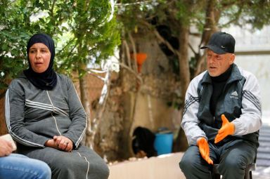 Parents of Hamza al-Masri, a Palestinian prisoner held in an