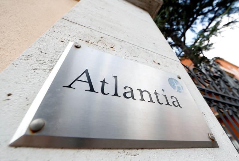A logo of the Atlantia Group is seen outside their