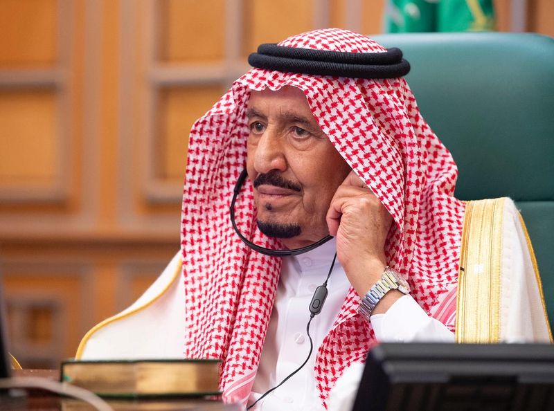 FILE PHOTO:  Saudi King Salman bin Abdulaziz attends via
