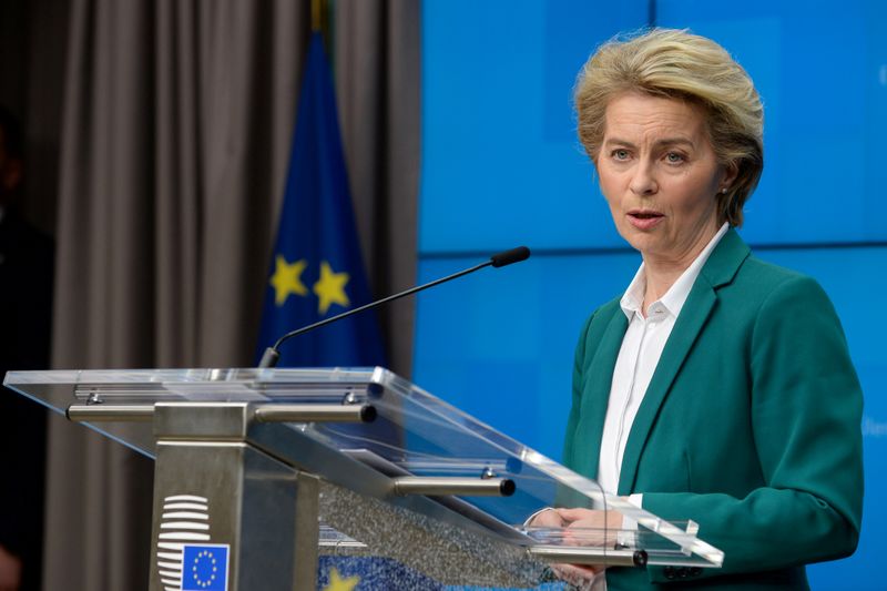 FILE PHOTO: European Commission President Ursula von der Leyen speaks