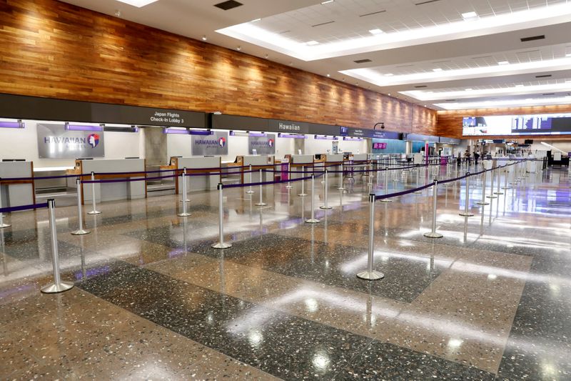 FILE PHOTO: The domestic airport lobby is near empty at