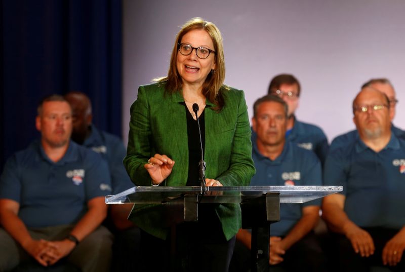 FILE PHOTO: General Motors Chairman and CEO Mary Barra makes