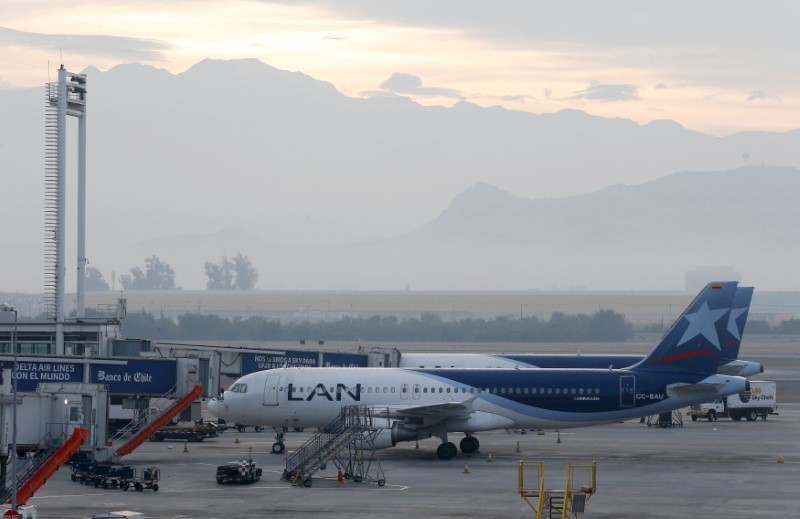 Airplanes belonging to LATAM Airlines are seen at the International