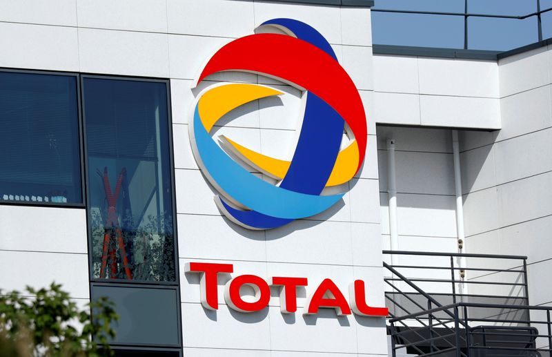 The logo of Total is pictured at the company’s headquarters