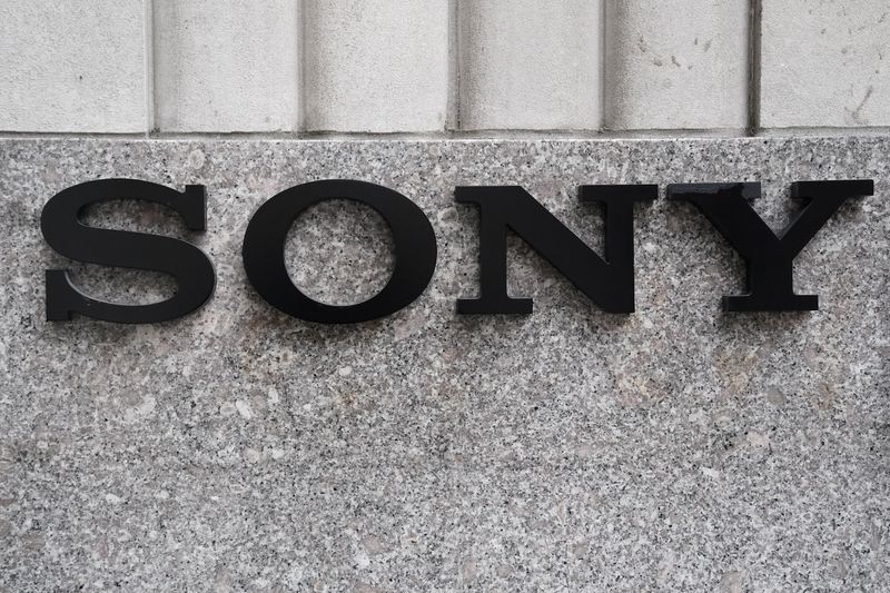 The Sony logo is seen on a building in the