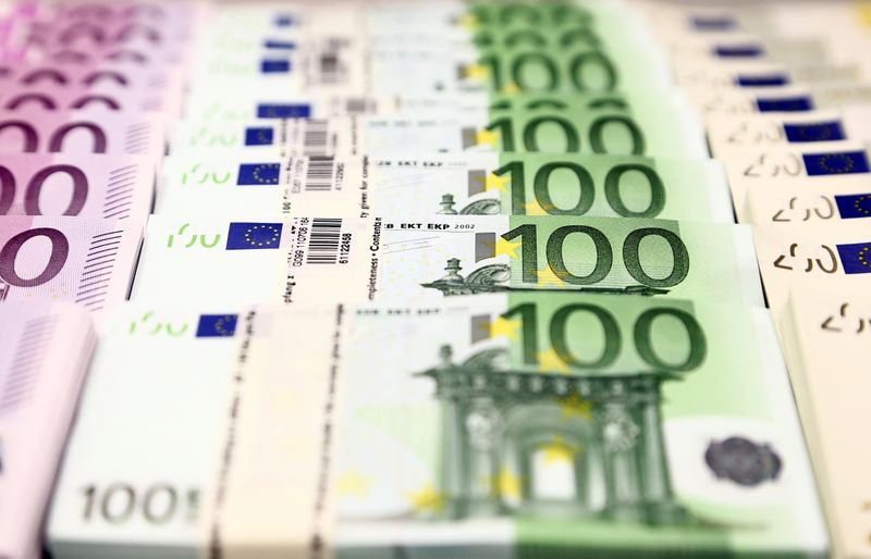 Euro currency bills are pictured at the Croatian National Bank