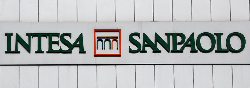 FILE PHOTO: Intesa San Paolo bank logo is seen at