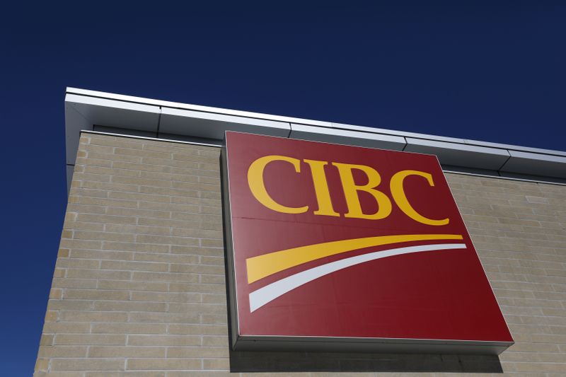 The CIBC logo is seen outside of a branch in