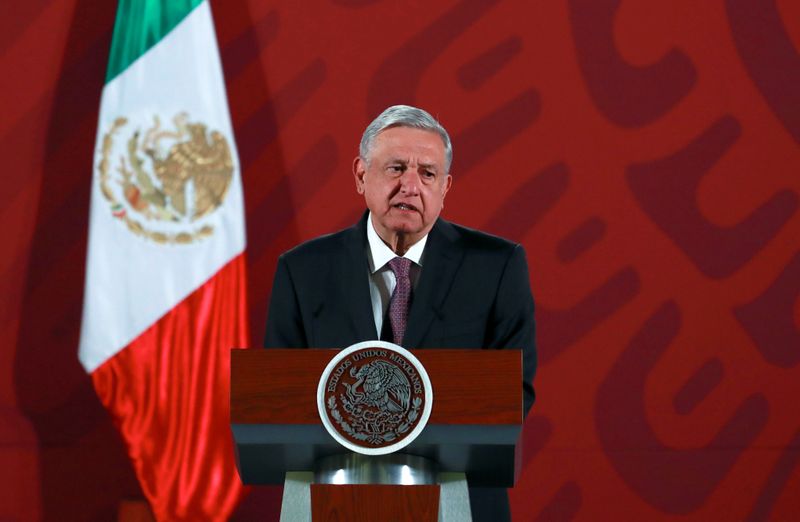 Mexico’s President Andres Manuel Lopez Obrador attends a news conference