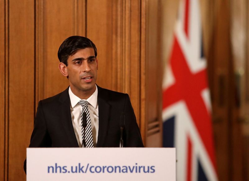 Chancellor of the Exchequer Rishi Sunak speaks during a news