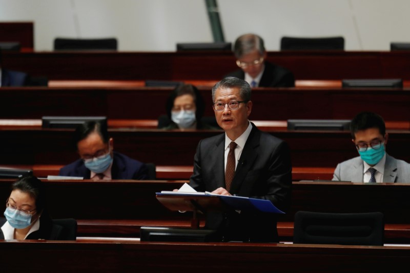 Hong Kong Financial Secretary Paul Chan delivers the annual budget