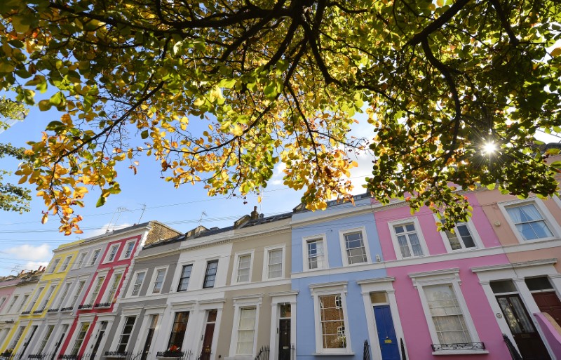 A residential street is seen in Notting Hill in central