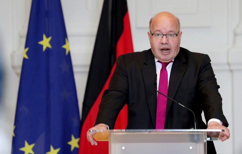 German Economy Minister, Peter Altmaier, addresses the media during a