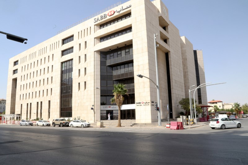 General view of SABB bank as the government eases lockdown
