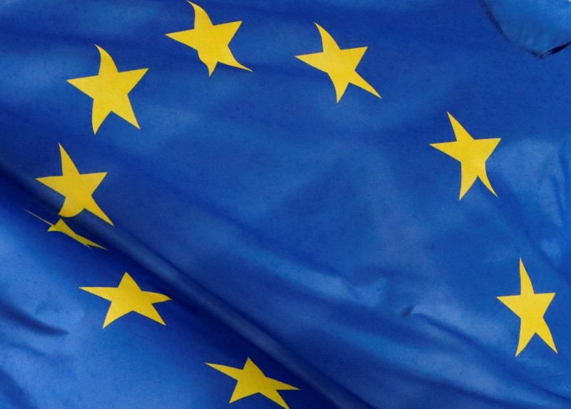 FILE PHOTO: A European flag is seen outside the EU