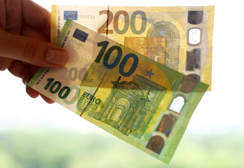 FILE PHOTO: The new 100 and 200 euro banknotes are