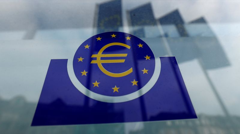 FILE PHOTO: The European Central Bank (ECB) logo is pictured