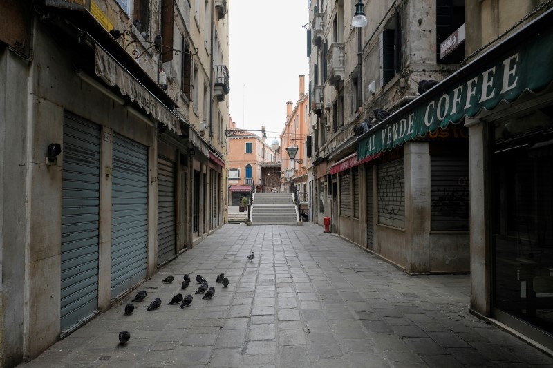 FILE PHOTO: Streets are seen virtually deserted in Venice as