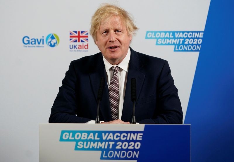 Britain’s PM Johnson attends Global Vaccine Summit via Zoom in