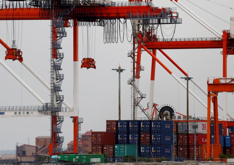 FILE PHOTO: Containers are seen at an industrial port in