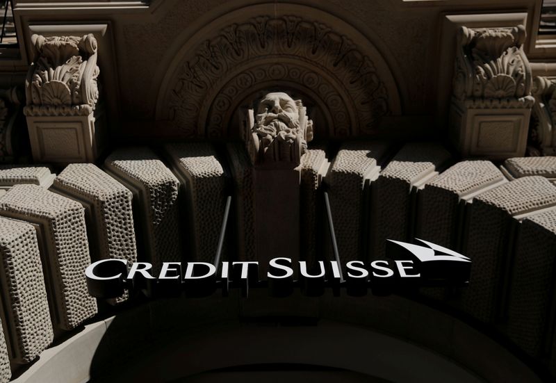 FILE PHOTO: Logo of Swiss bank Credit Suisse is seen