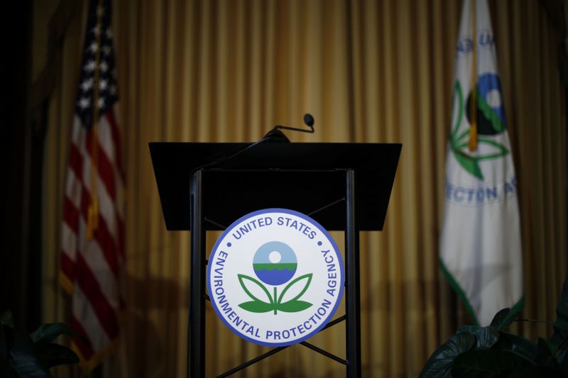FILE PHOTO: Podium awaits the arrival of U.S. EPA Acting