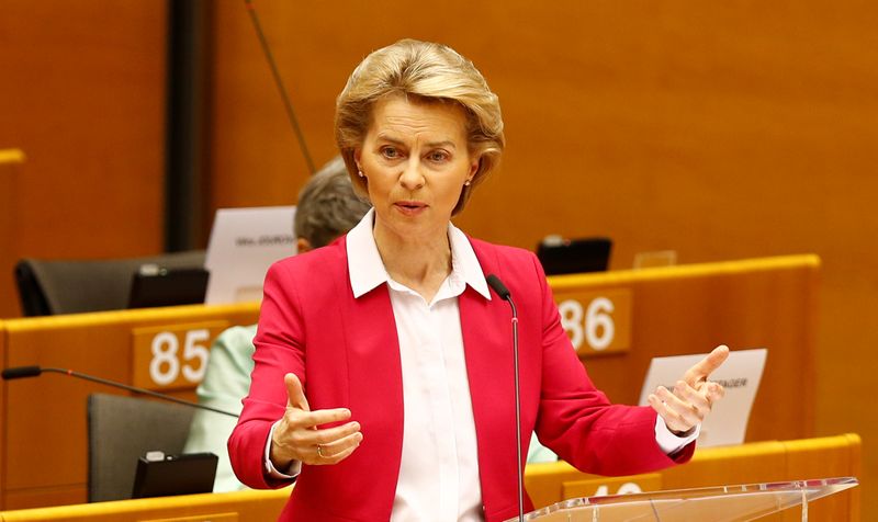 European Commission President Ursula von der Leyen addresses the Plenary