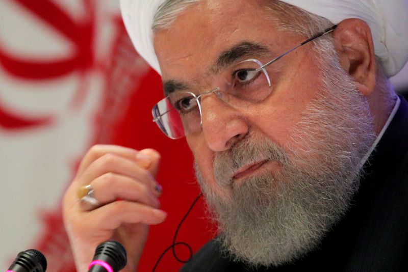 FILE PHOTO: Iranian President Hassan Rouhani speaks at a news