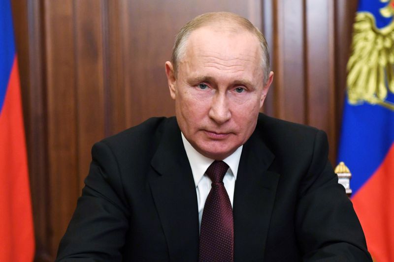 Russia’s President Putin delivers a televised address to the nation