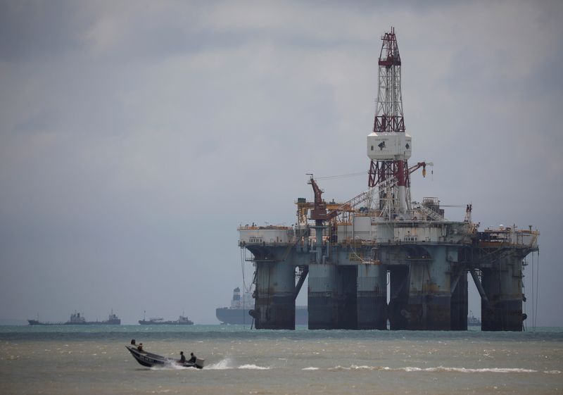 FILE PHOTO: An oil rig is seen in the waters