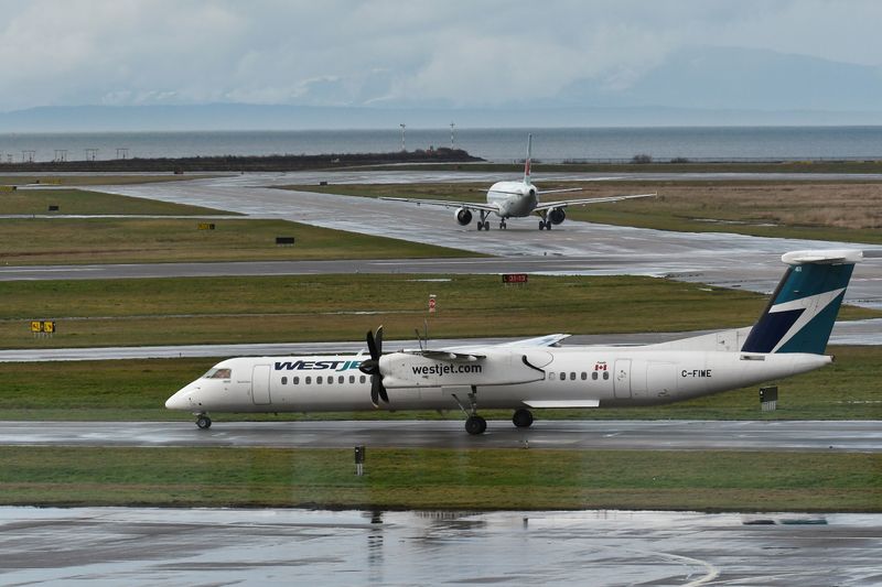 WestJet plane at Vancouver International Airport in Richmond