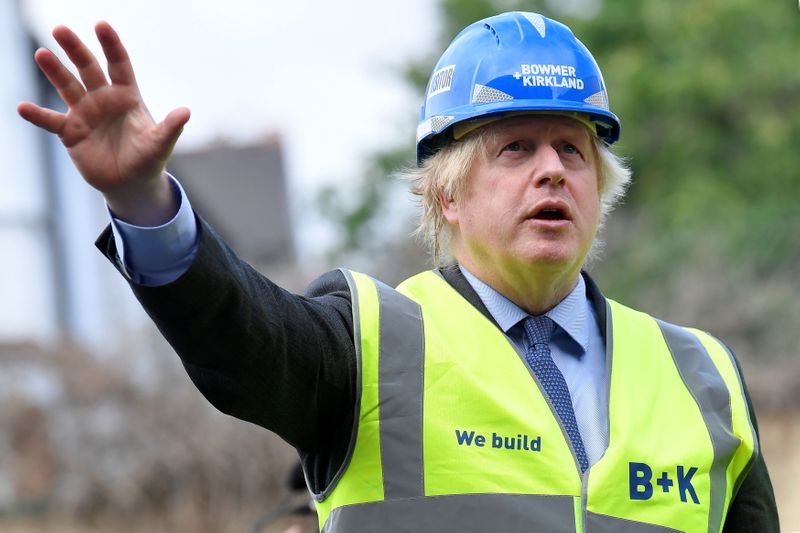 Britain’s Prime Minister Boris Johnson visits the construction site of