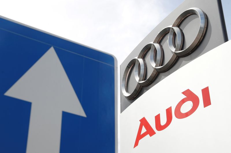 A logo of the German car manufacturer Audi is pictured