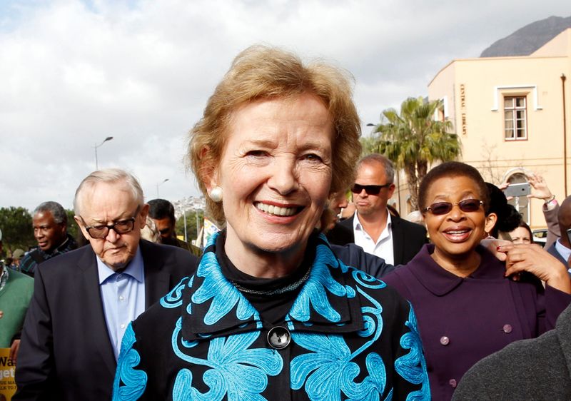 Former Irish President Mary Robinson joins Martti Ahtisaari and Graca